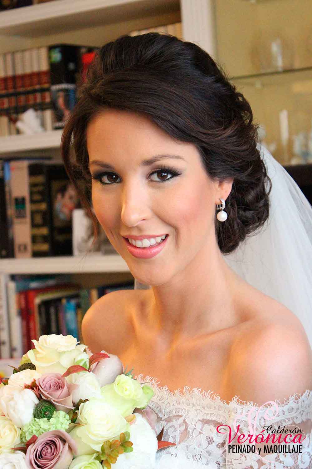 maquillaje novia makeup marrones dorados eyeliner bodas domicilio Verónica Calderón